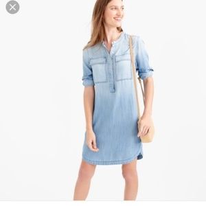 J. Crew Chambray Denim Long Sleeve Shirt Dress (M)